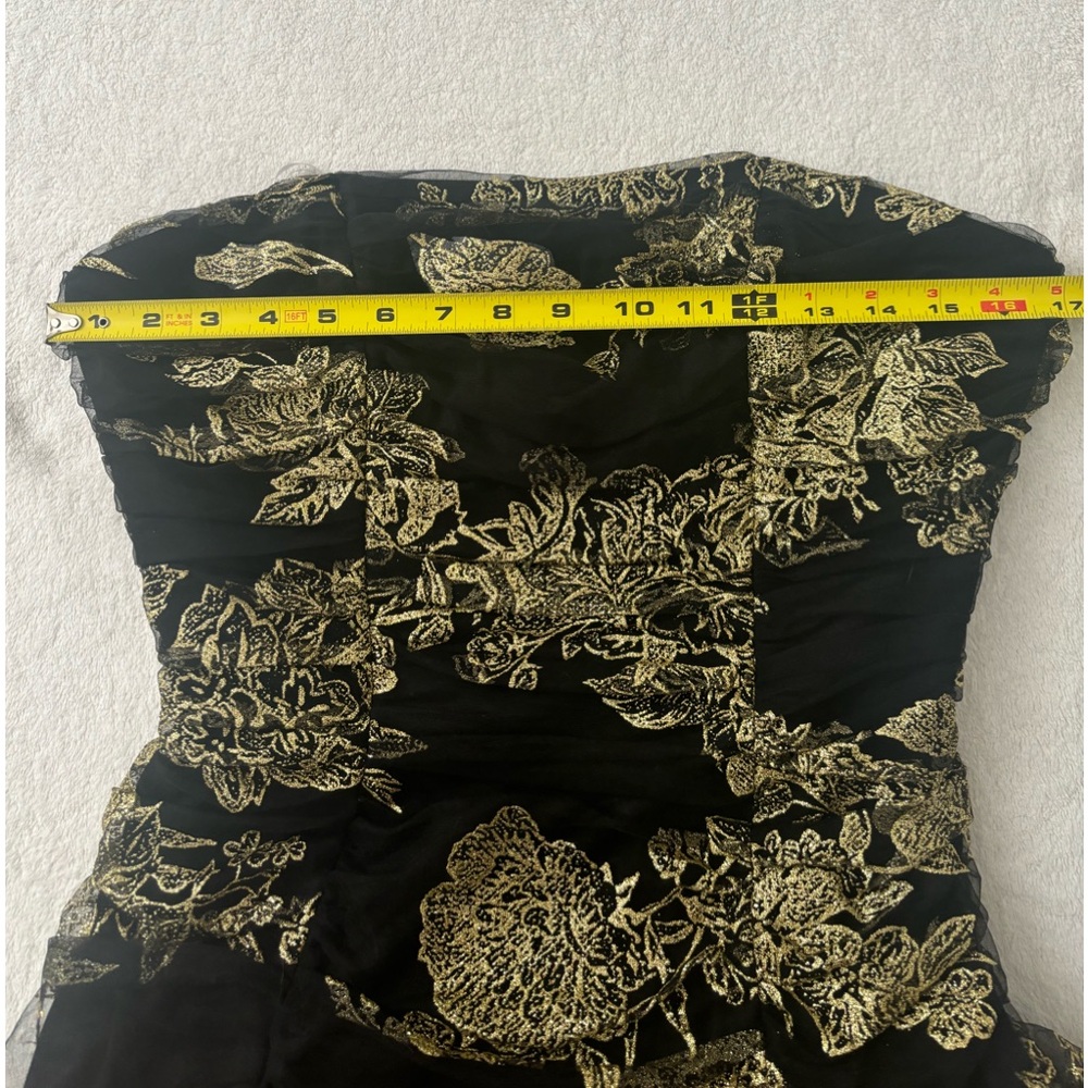 NWT MARCHESA NOTTE Strapless Black/Golden Midi Dress. - Picture 5 of 7